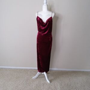 SHEIN Velvet Burgundy Slip Dress